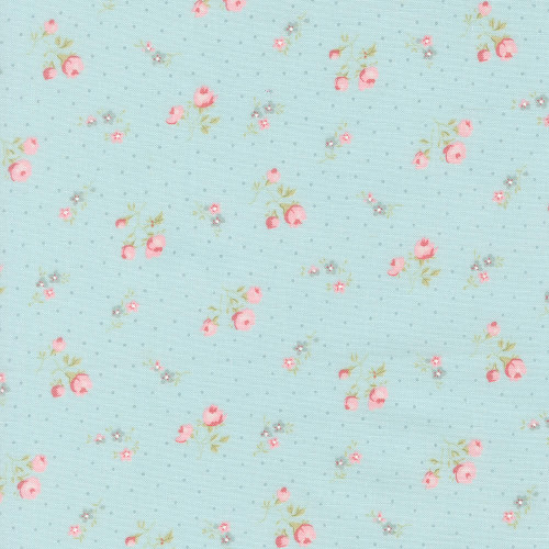 Moda Fabrics Abide Brenda Riddle Rosebuds and Dots Light Blue Blue