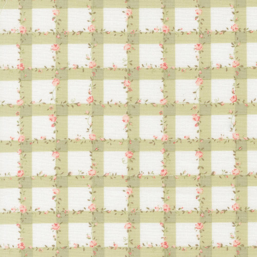 Moda Fabrics Abide Brenda Riddle Climbing Rose Trellis Plaid Light Green Green