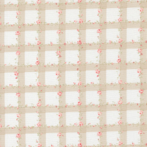 Moda Fabrics Abide Brenda Riddle Climbing Rose Trellis Plaid Stone Tan