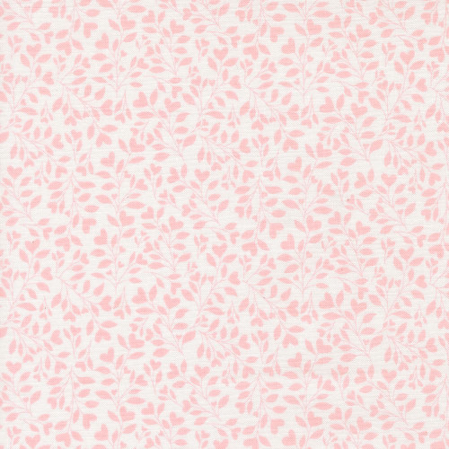 Moda Fabrics Abide Brenda Riddle Heart Leaves Foliage Linen White Pink