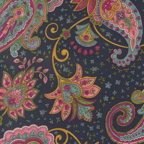 Moda Fabrics Chelsea Garden Moda Posh Floral Paisley Midnight Blue