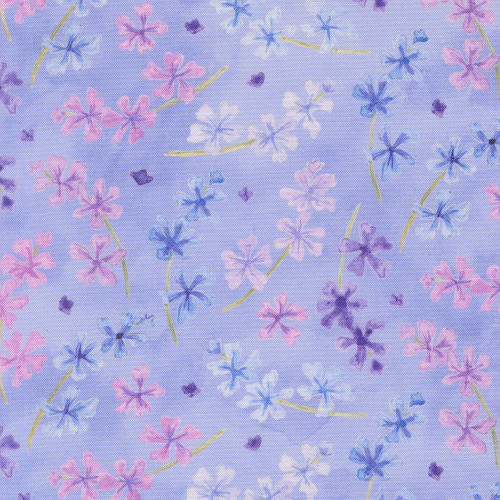 Moda Fabrics Delphinium Janet Clare Lilac Blooms Floral Bluebell Blue