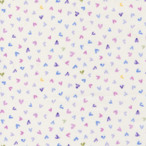 Moda Fabrics Delphinium Janet Clare Tossed Hearts Snowdrop