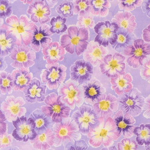 Moda Fabrics Delphinium Janet Clare Auricula Floral Mauve Lavender