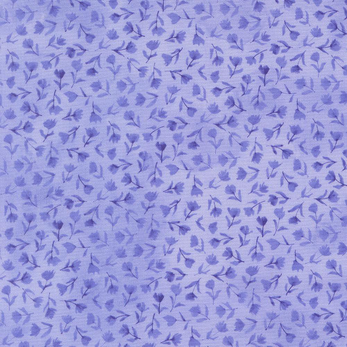 Moda Fabrics Delphinium Janet Clare Shaded Flowers Bluebell Lavender, fabric featuring a floral pattern in shades of blue and purple, delicate shaded flower design.
