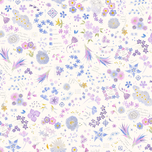 Moda Fabrics Delphinium Janet Clare Floral Collage Snowdrop