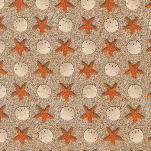 Moda Fabrics Saltwater Cathe Holden Sandy Beach Sand Dollar Starfish Sand Brown