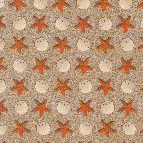 Moda Fabrics Saltwater Cathe Holden Sandy Beach Sand Dollar Starfish Sand Brown