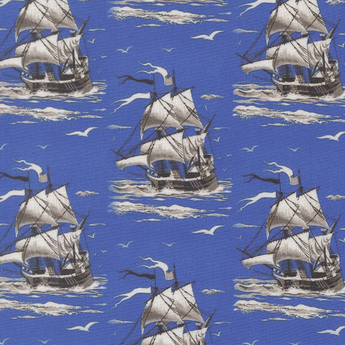 Moda Fabrics Saltwater Cathe Holden Smooth Sailing Ships Vintage Ocean Blue