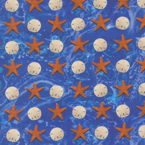 Moda Fabrics Saltwater Cathe Holden Sandy Beach Sand Dollar Starfish Ocean Blue