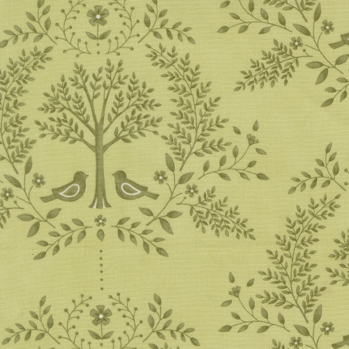 Moda Fabrics Family Tree Deb Strain Family Tree Damask and Birds Eucalyptus Green