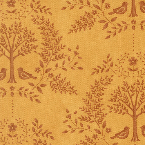Moda Fabrics Family Tree Deb Strain Family Tree Damask and Birds Golden Gold