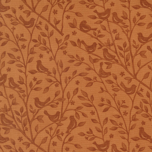 Moda Fabrics Family Tree Deb Strain Tonal Birds in Branches Ginger Rust
