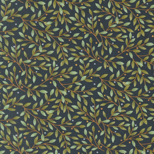 Moda Fabrics Family Tree Deb Strain Dotty Leaves and Branches Night Sky Blue