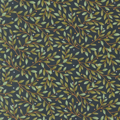 Moda Fabrics Family Tree Deb Strain Dotty Leaves and Branches Night Sky Blue