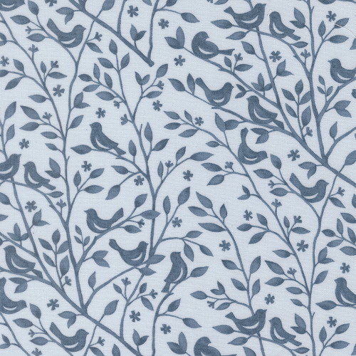 Moda Fabrics Family Tree Deb Strain Tonal Birds in Branches Mist Blue