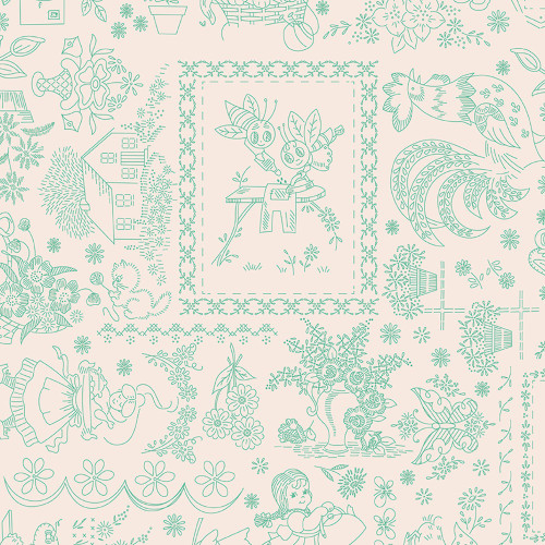 Riley Blake Fabrics Berry and Sage Lori Holt Embroidery Latte