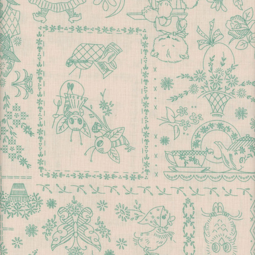 Riley Blake Fabrics Berry and Sage Lori Holt Embroidery Latte