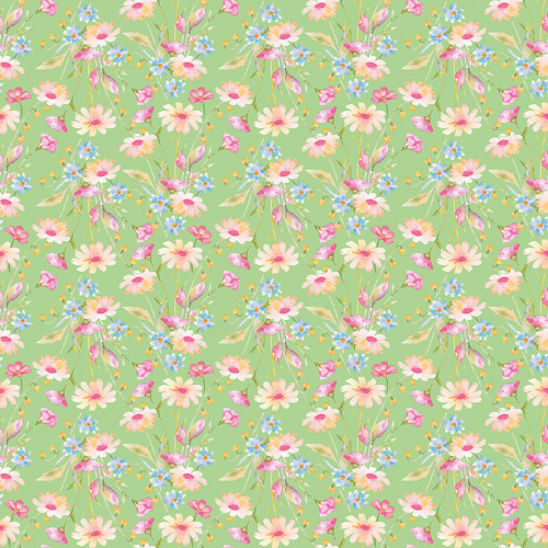 Riley Blake Fabrics Painted Petals Lila Tueller Bouquets Green