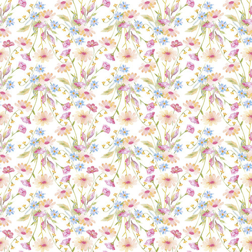 Riley Blake Fabrics Painted Petals Lila Tueller Bouquets White