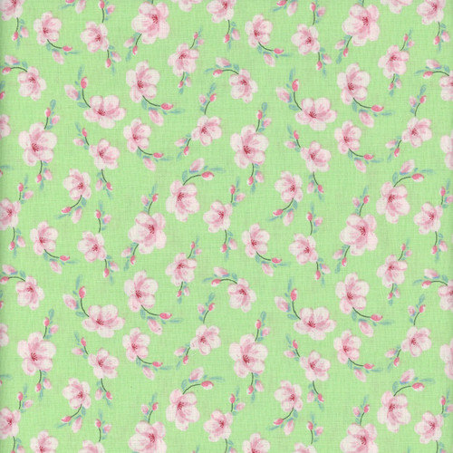 Riley Blake Fabrics Painted Petals Lila Tueller Blossoms Green