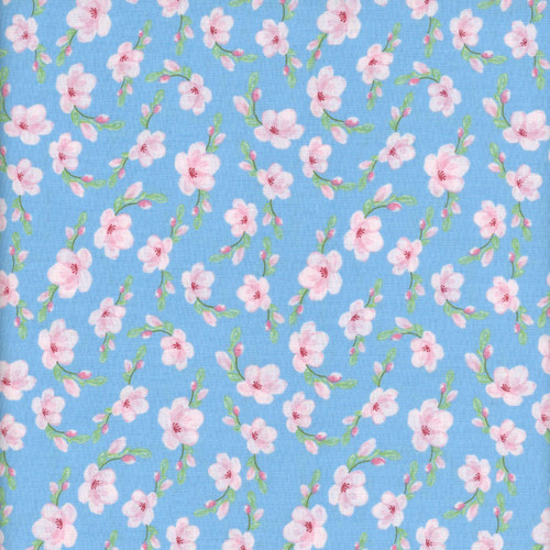Riley Blake Fabrics Painted Petals Lila Tueller Blossoms Blue