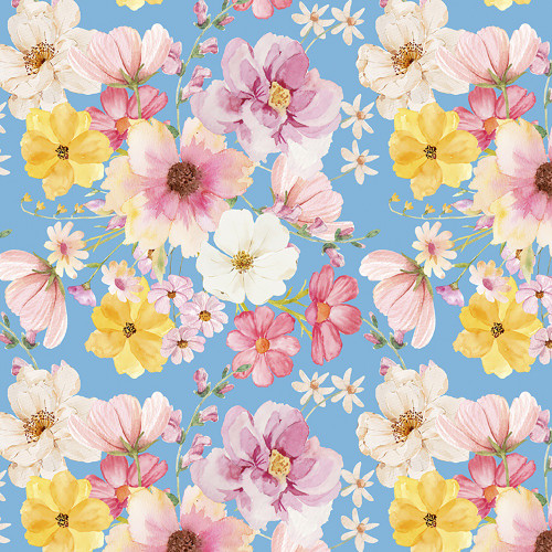Riley Blake Fabrics Painted Petals Lila Tueller Main Blue