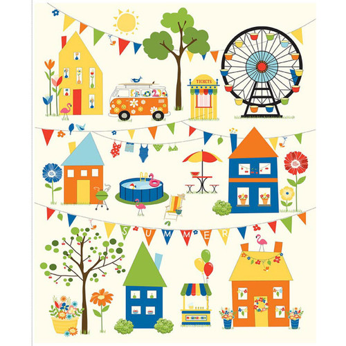 Riley Blake Fabrics Summer's in Town Sandy Gervais 35 1/2" x 43 1/2" Panel