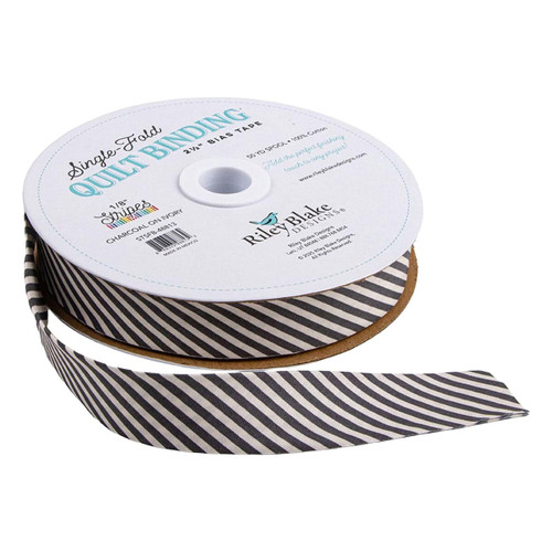 Riley Blake Fabrics Ivory Cream Grey 1/8 Inch Stripe Single Fold Quilt Binding BY THE YARD