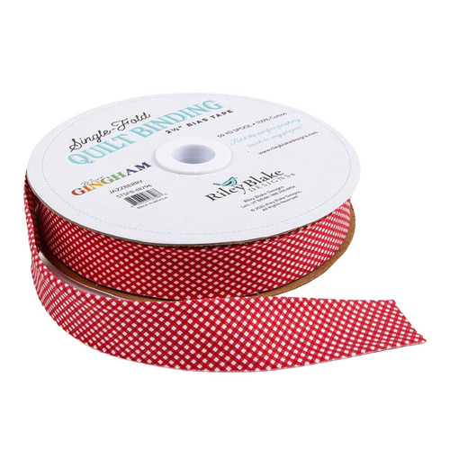 Riley Blake Fabrics Jazzberry Red Gingham Check Single Fold Quilt Binding BY THE YARD