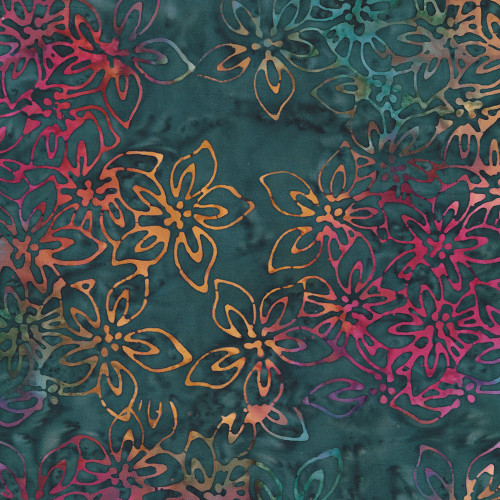 Windham Fabrics Anthology Batiks Kashmir Jacqueline de Jonge Azaleas Dark Teal