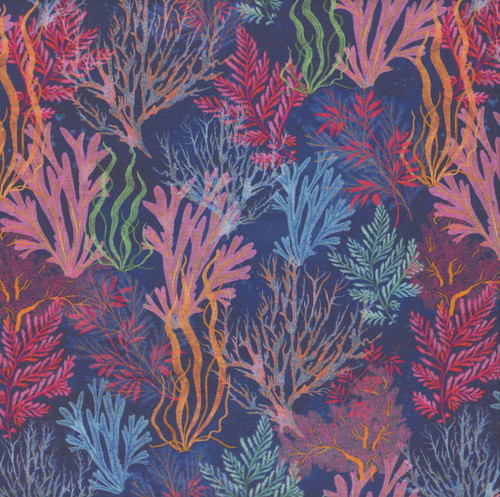 Windham Fabrics Deep Blue Katherine Quinn Blue Garden Coral Reef
