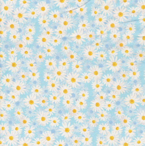 Benartex Fabrics 108 Inch Wide Quilt Backing Blue Yellow Daisy Dance Floral