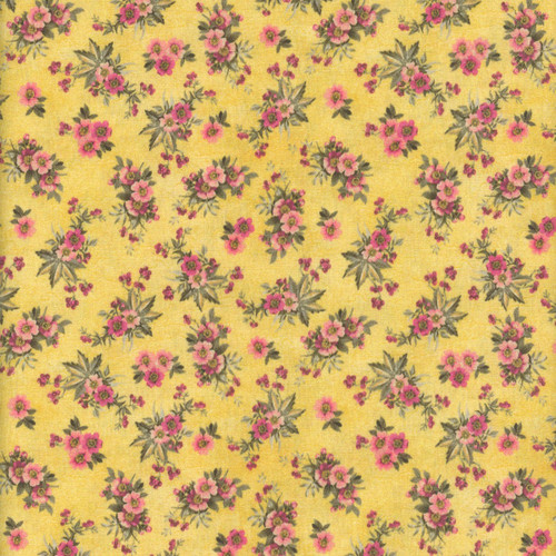 Blank Quilting Fabrics Birds and Blooms Yellow Ditsy Floral