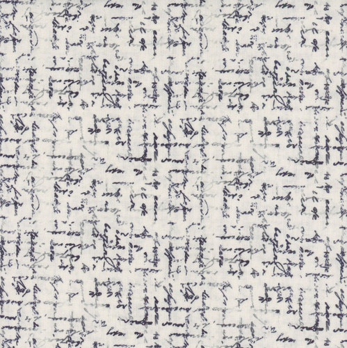 Blank Quilting Fabrics Cameo Appearance White Abstract Script
