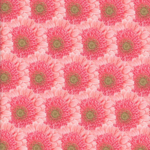 Henry Glass Fabrics Bloomscape Jane Shasky Pink Packed Daisy