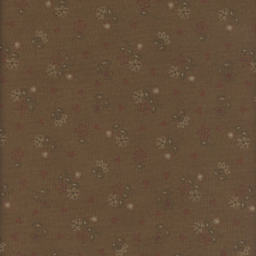 Henry Glass Fabrics Hearth and Home Janet Nesbitt Brown Stitched Floral