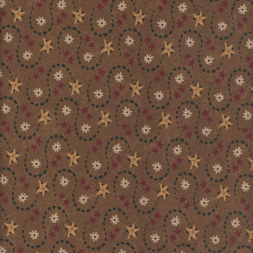 Henry Glass Fabrics Hearth and Home Janet Nesbitt Brown Star Wave