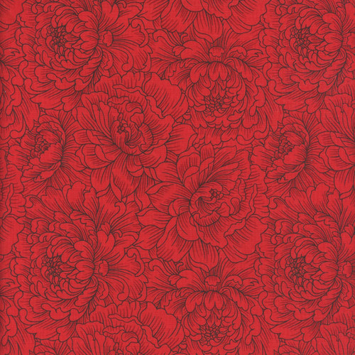 Henry Glass Fabrics Scarlet's Treasure Color Principle Red Peony Monotone