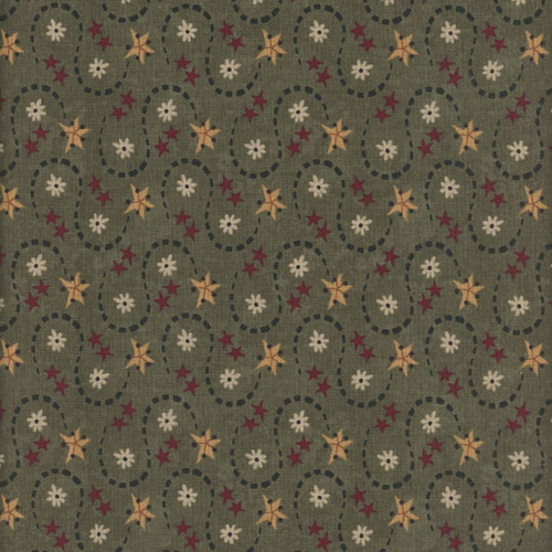 Henry Glass Fabrics Hearth and Home Janet Nesbitt Green Star Wave