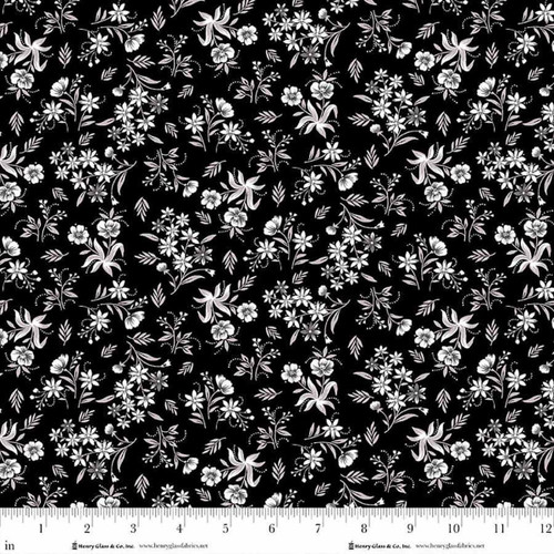 Henry Glass Fabrics Scarlet's Treasure Color Principle Black Nosegays
