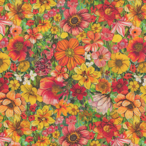 Blank Quilting Fabrics Enchanted Canopy Persimmon Orange Allover Flowers