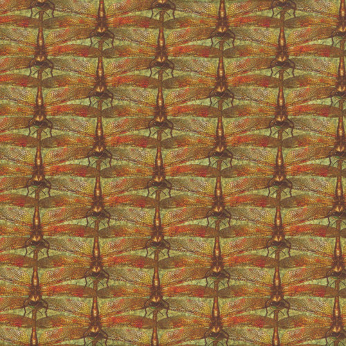 Blank Quilting Fabrics Enchanted Canopy Amber Gold Dragonflies