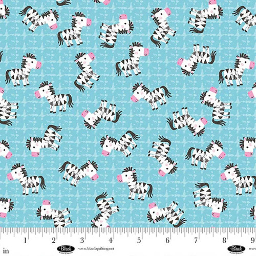 Blank Quilting Fabrics Noah and Friends Blue Tossed Zebras