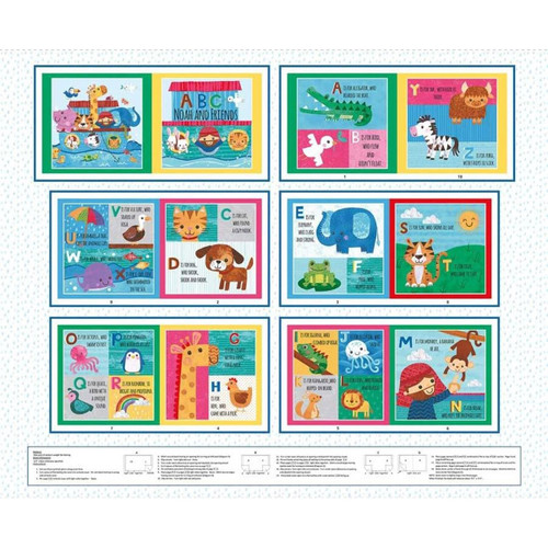 Blank Quilting Fabrics Noah and Friends White Book Panel