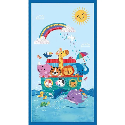 Blank Quilting Fabrics Noah and Friends Cobalt Blue Panel