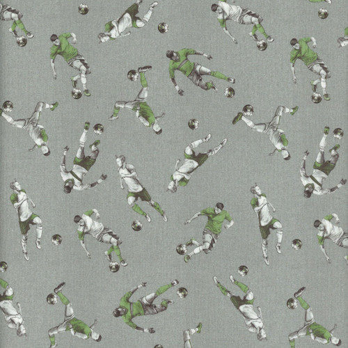 Blank Quilting Fabrics Goalbound World Cup Soccer Grey Men Soccer Players