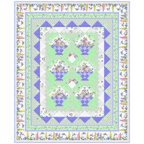 Wilmington Prints Fabrics Floral Flutter Susan Winget Baskets Quilt Kit