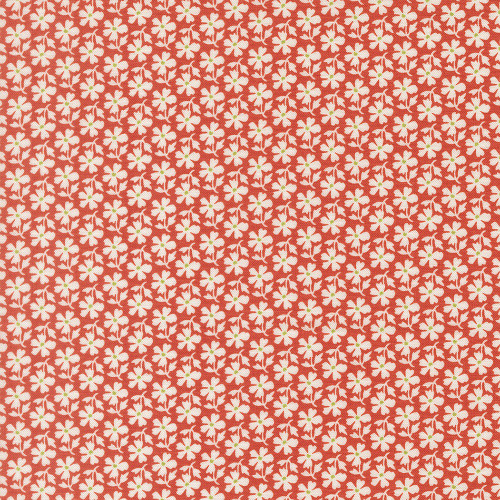 Moda Fabrics Summers End Fig Tree Co Persimmon Red Small Daisies Floral