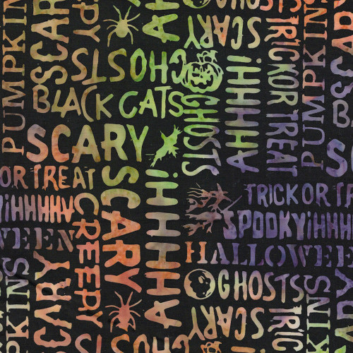 Lumin Fabrics Island Batik Boo Bash Halloween Words Black